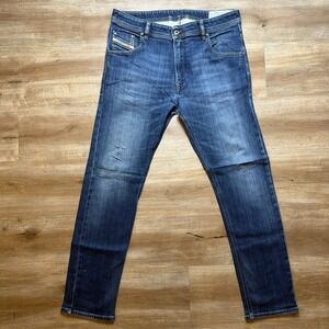 Diesel Krayver Jeans Men 31x30 Blue Slim Carrot Stretch Dark Wash Distress R86L0